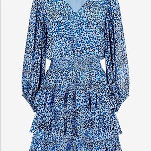 Express leopard print tiered ruffle dress